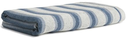 Möve Bohemian Dreams Cross Stripes Duschtuch 67 x 140 cm aus 100% Baumwolle, Nature/Steel Blue