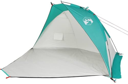 vidaXL Strandzelt, Strandmuschel Wasserfest Reißfest, Sonnenzelt Strand mit Sandbeutel-Design, Sonnenmuschel Campingzelt Tragbar, Meergrün 185T TAFT