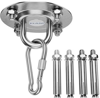 ELANI - Deckenhaken Schwerlast aus Edelstahl mit bis zu 400kg Tragkraft - Boxsack Halterung, Aufhängung Hängesessel, Schaukelhaken & Schwerlasthaken, Haken Decke für Boxsack Aufhängung & Hängehöhle