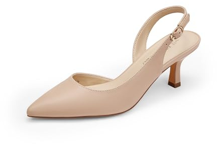 DREAM PAIRS Zapatos Tacón Bajo Cerrado | Tacón 6cm, forro cuero vegano, plantilla látex 4mm, punta afilada, talón abierto.