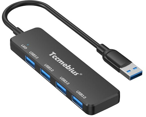 Tccmebius Hub USB 3.0, répartiteur USB-A Ultra Fin 4 Ports 5 Gbps, câble d'extension USB Portable pour Souris, Clavier, Lecteur Flash, imprimante, Ordinateur Portable, Ordinateur de Bureau, Xbox, PS5