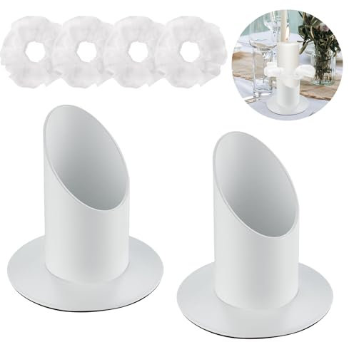 Portacandele per comunione, supporto per candela di comunione, con 2 antigoccia, portacandele in metallo, per battesimi, candele, candele da comunione, candela per matrimonio (bianco)