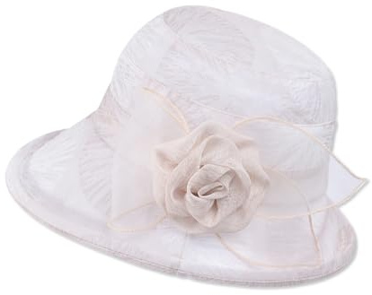 LumiSyne Femme Chapeau De Soleil en Tulle Florale Chapeau Seau Vintage Bordure Retournée Chapeaux Cloche Fascinator Elégant Léger Respirant Casquette Été pour Plage Voyage Fête