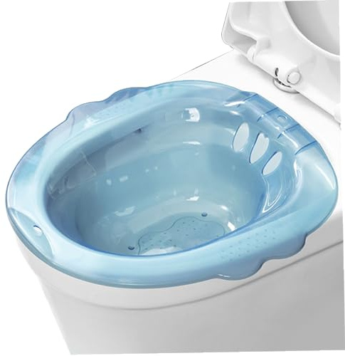 Sitz Bath for Toilet, Portable Anti-Overflow Over The Toilet Sitz Bath for Hemorrhoids, Bidet Attachment, Sitzs Baths Postpartum for Private Care (Blue)