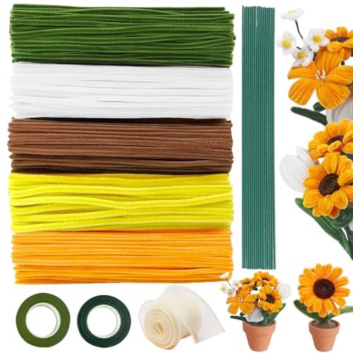 Alambre de Chenilla para Manualidades, 500 Piezas Limpiadores de Pipas, Esponjoso Limpia Pipas, Para Bouquet y Decoraciones
