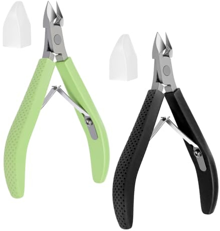 2PCS Cuticle Clippers, Silicone Handle Nail Cuticle Trimmer, Non-Slip Nippers Nails Cuticle Professional Precise Cuticle Removal, Suitable for Home, Nail Salons, and Pedicure Shops