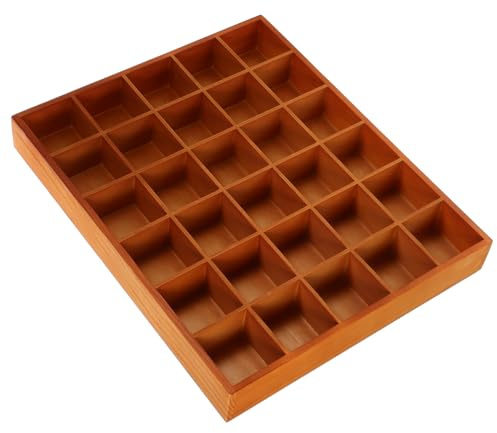 ULTECHNOVO Wooden Sorting Tray Grid Display Wood Divided Organizer Brown Finished Section Box (30 Compartments,15. 72x13. 17x1. 97 Inch Each Tray)