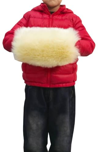 SlenyuBridal Girls Faux Fur Hand Muffs Winter Cold Arm Warmers for Flower Girls, Champagne, 25cm X 15cm