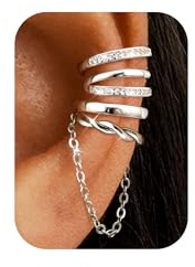 Florideco 4Pcs Ear Cuffs Non-Piercing for Women Dainty 14K Gold Plated Clip On Cartilage Earrings Hypoallergenic Huggie Hoop Cuffs Fake Earings for Non Pierced Ears(S-Double)