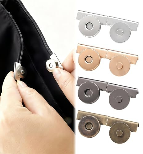 Zosutetoxo Botones de presión sin coser, 4 piezas adecuadas para accesorios de bricolaje en bolsos de mano, bolsas de compras y monederos
