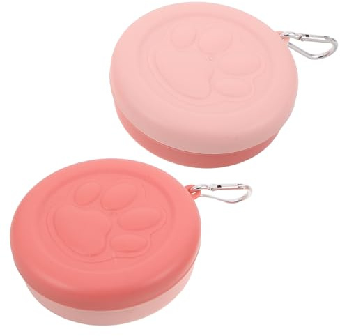 EPIGEIST Cuenco de Viaje para Perros Pequeño 2 Piezas Color Rosa Doble Función Comedero y Bebedero Portátil para Mascotas con Caja de Almacenamiento para Exteriores y Senderismo