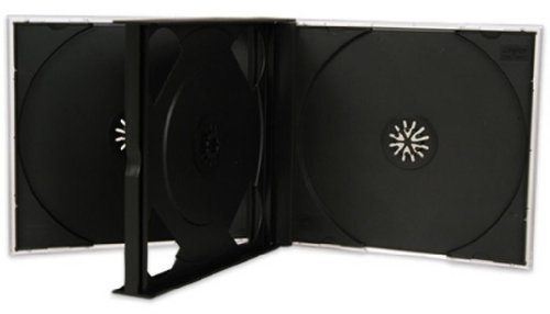 Four Square Media 25 X CD DVD 4 way Jewel Cases 25mm for 4 Disc with Black Tray Pack of 25