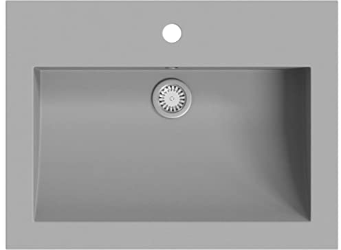 vidaXL Granitbecken Grau Waschbecken Handwaschbecken Waschtisch Aufsatzbecken
