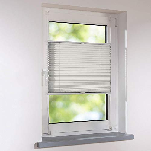 Plissee Klemmfix Faltstore UNIVERSAL Faltrollo ohne Bohren - 125 x 110 cm - hellgrau