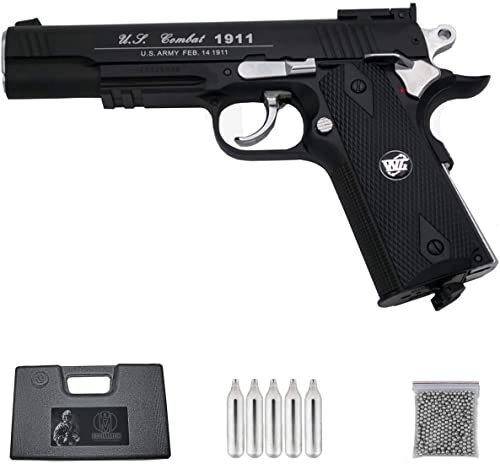 WG 1911 SPORT 601N | Pack Pistola de balines (perdigones Bolas de Acero BB's). Arma de Aire comprimido CO2 Calibre 4,5mm <3,5J