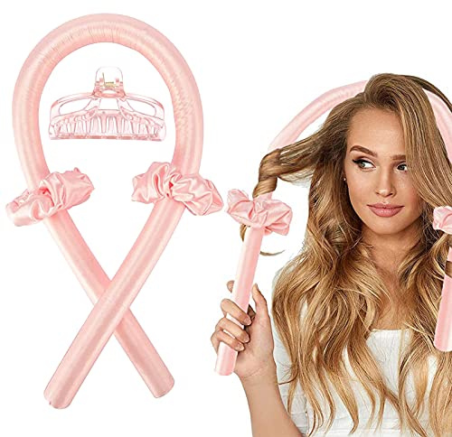 Ruban bouclé sans chaleur,Bigoudi En Soie,Ensemble de bouclage de cheveux sans chaleur,tige de curling + Anneau de cheveux + pince à cheveux,Boucles Sans Chaleur (poudre)