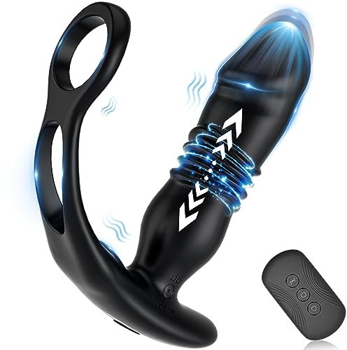 Tagrend Prostata Stimulation Männer Analvibratoren groß für Mann 3x12 Stoßfunktion Vibration Dildo Analplug für männer Sex Spielzeug für die Männer Anal Sex Toyset für Man Penisring