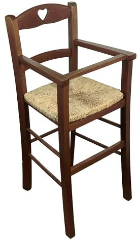 Sicignano IndigoB0B3RRYTV8 Chaise haute pour enfant avec protection assise en paille, noyer