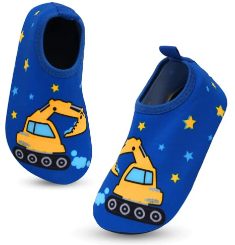 Chaussures Aquatiques Enfant Garçon Fille Chaussures de Plage Séchage Rapide Antidérapant Pieds Nus Chaussettes de d'eau Chaussons Barefoot Piscine Aqua Surf Nager Plongée Sport 32/33EU Excavatrice