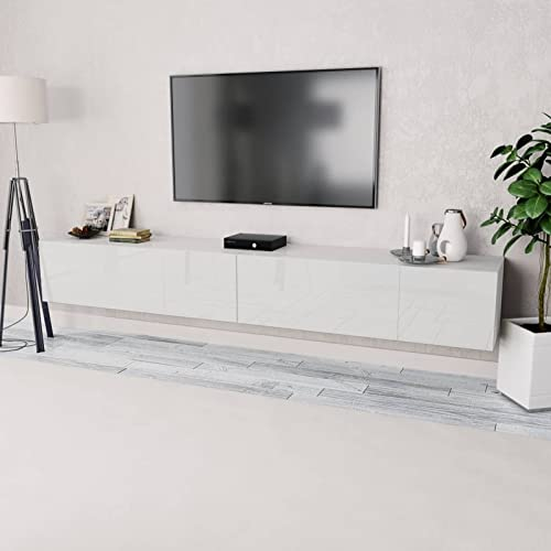 Yolola Mobile da appendere per TV, 240 cm, colore bianco, lucido, per TV, basso, sospeso, per soggiorno, soggiorno