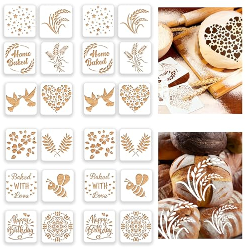 GAESHOW 24 Pezzi Stencil per Decorare Torte, Modelli di Stencil per Caffè, Stencil Decorativi per Dolci, DecorazioneTorta, Stencil Per Torte Con Eleganti Motivi Floreali15 x 15 cm