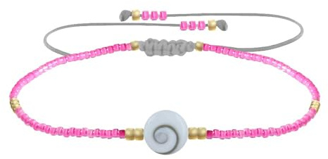 LES POULETTES BIJOUX - Armband Link Auge der Heiligen Lucia und Kleine Glänzenden Perlen - Neon Pink
