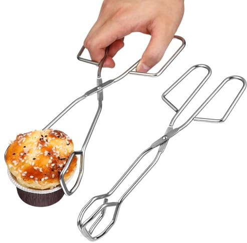 2 Stk Küchenzangen Gebäckzange 25 cm Grillzange Edelstahl Scherenzange Würstchenzange Edelstahl Salatzange Bratenzange Bratwurstzange BBQ Würstchen Wendezange Servierzange Food Bread Tong