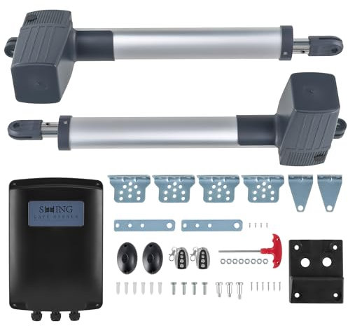 CO-Z Kit de Motorisation pour Portails Battants 80W pour 2 Battants jusqu'à 600KG 6M, Moteur avec 2 Télécommandes, pour Garage Jardin