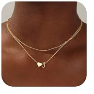 TINGN Herzkette Geschenke für Frauen Mädchen, 18K Gold Vergoldete Herzkette Damen Gold Kette mit Buchstaben J Kette Weihnachten Geburtstagsgeschenk Gold Buchstaben Kette für Frauen Mädchen Geschenke