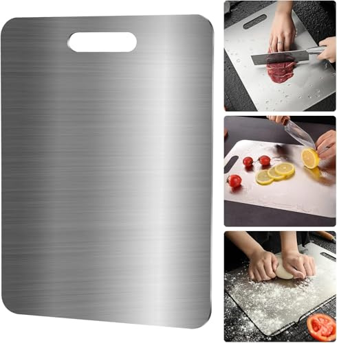 Placas de corte de acero inoxidable – Tablas de cortar de acero inoxidable para cocina – Higiene de punta de durabilidad, tabla de cortar de doble cara de titanio de grado médico, libre de impurezas