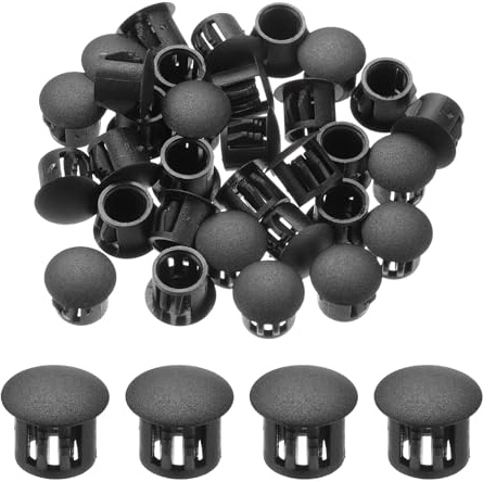 sourcing map Lot de 64 bouchons de trou en plastique noir de 11 mm, bouchons de trou de type encastré pour trous de verrouillage, tubes, meubles, armoires