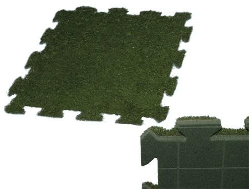 CRISCUOLO BRICOSTORE Tappeti in Erba Sintetica a Incastro, 50 x 50 cm, Confezione da 4 Pezzi, Verde, Giardino finto Puzzle per prato inglese finto