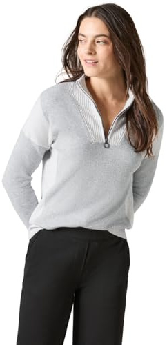 Cecil B302951 Colourblock Troyer, Silver Chalk Grey Melange, XXL Donna