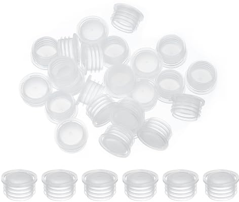 PATIKIL Bouchons Salières et Poivrières 16mm/0.63, 25pcs Bouchon de Rechange en Plastique Transparent avec Anneau de Traction pour Pots de Fleurs Bouteilles à Condiments Eau Tuyaux, Blanc