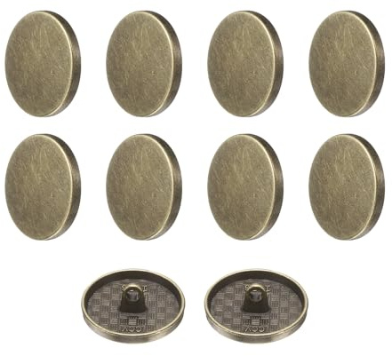 QUARKZMAN Botones Metálicos Redondos Planos, 10Pcs 36L 23mm Bontones de Aleación, Reemplazo para Trajes, Abrigos de Lana, Camisas y Pantalones, Manualidades de Costura, Bronce