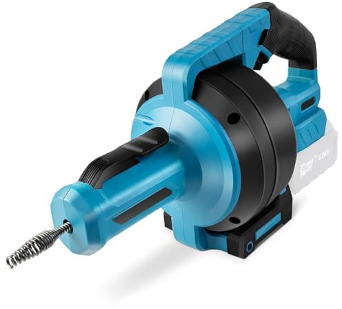 Furet Déboucheur de Canalisations, Furet Flectrique Compatible avec Makita 18 V Batterie, Arbre Flexible de 9mm 7,6m Tarière de Vidange Adapté au Diamètre du Tuyau de 16-85mm Tuyaux de Dragage