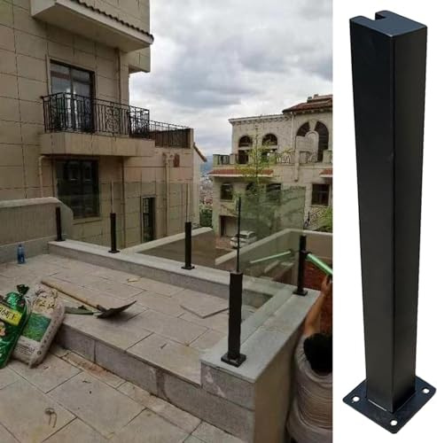 Colonna di vetro in lega di alluminio-magnesio per scale e balconi senza perforazione Guardrail semplice design ad angolo altezza 85 cm e soluzione di sicurezza elegante