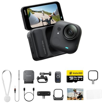 Insta360 GO Ultra Pack de Ciclismo Profesional - Pequeña cámara 4K Manos Libres, Ligera y Portable, Excelencia con Poca luz, Montaje polivalente, FlowState, 200 min de batería, Impermeable 10 Metros