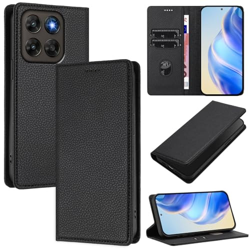 XINYEXIN Motorola Moto G77 Fodral, Vikbart Läder Plånboksfodral med Kortfack Magnetisk Stativ Flip Fodral - Svart