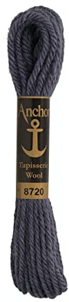 Anchor 4238000-08720 broderitråd, 100 % ull, mörkgrå, 10 m