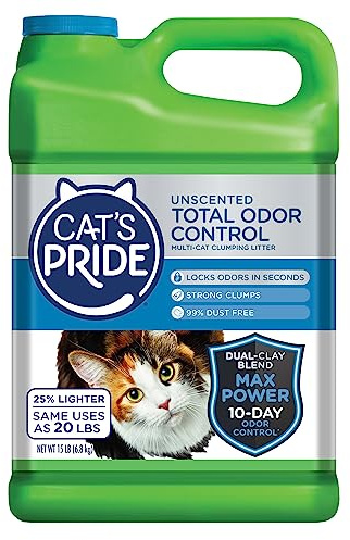 Cat's Pride Total Odor Control, Max Power, Clumping Litter Unscented 15lb
