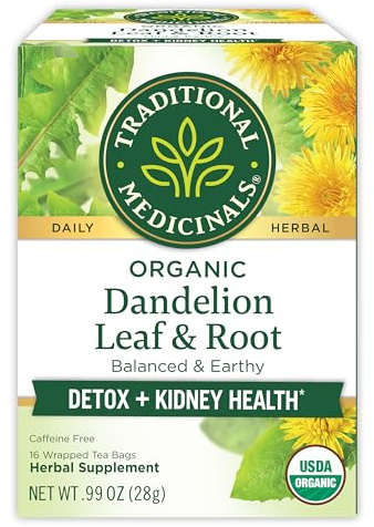 Traditional Medicinals Tea, Organic Dandelion Leaf & Root, Supports Kidney Function & Healthy Digestion, 16 Tea Bags