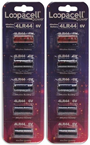 10 Pack 4LR44 / PX28A / L1325 / A544 / K28A / 476A 6V Alkaline Batteries for Dog Shock/Training Collars by Loopacell, 5 Count (Pack of 2)