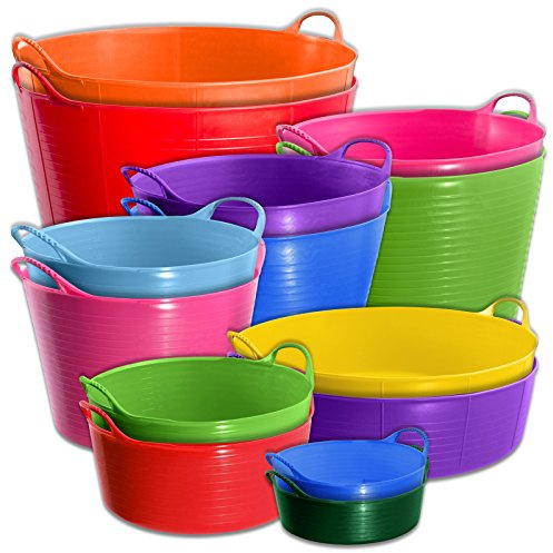 Red Gorilla 5L Mini Flexible 2-Handled Recycled Tub in Pink Weather Resistant Suitable for Animal Horse or Pet Food Storage and Preparation DIY Builders Gardening