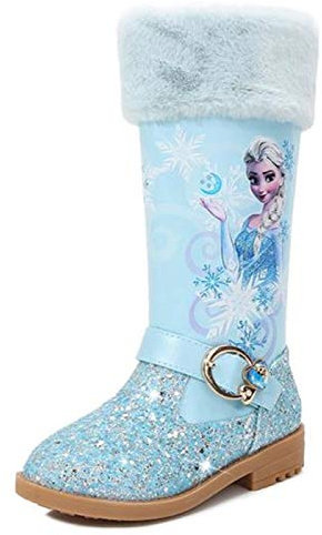 Kosplay Stivali da Principessa Ragazze Elsa Bambini Stivali da Neve Morbide Fodera Calda Stivaletti Ragazze Inverno Scarponi da Sci all'aperto Partito Principessa Scarpe Eleganti