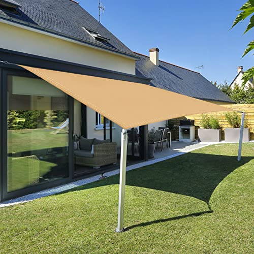 Sunnylaxx 4x6m Sonnensegel Rechteckig, Wasserdicht Sonnenschutz Sunsegel Color Sand, 95% UV-Schutz,für Außenbereich,Garten