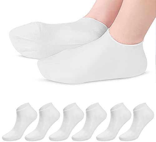 3 Paare Feuchtigkeitsspendende Socken, SEBS Fußpflege-Socken Für Männer und Frauen, Gel Socken für Schwielen Trockene Harte Rissige Füße Knöchel Ferse (Weiß)
