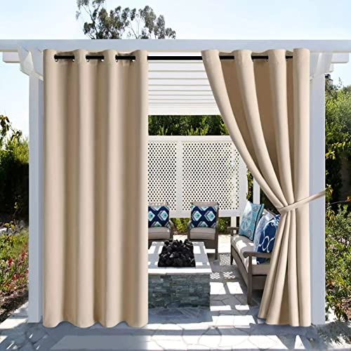 JIwqDY Cortina Exterior Impermeable Cortinas Porche Cortinas con Ojales Cortinas para Pergolas de Jardin Cortinas Terraza (Color : Beige, Size : 2.2x2.5m)