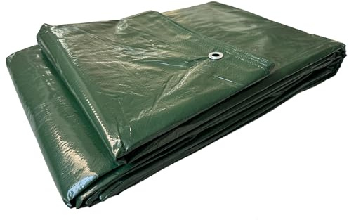 Telo Telone Occhiellato Antistrappo Impermeabile per coperture Polietilene Multiuso (3x4 metri, Verde 120 gr/mq)