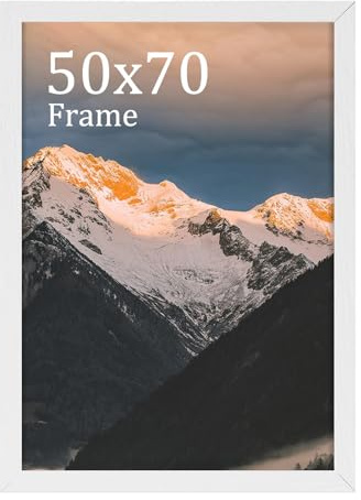 UHOUSEST Cadre photo 50x70 cm en bois, Cadre photo en bois pour impression 50x70 cm, Cadre noir avec passe-partout